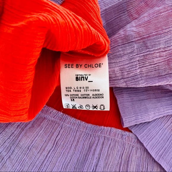 See By Chloe Ruffled Bow Braided Strap Colorblock Tank NWT - Picture 7 of 12